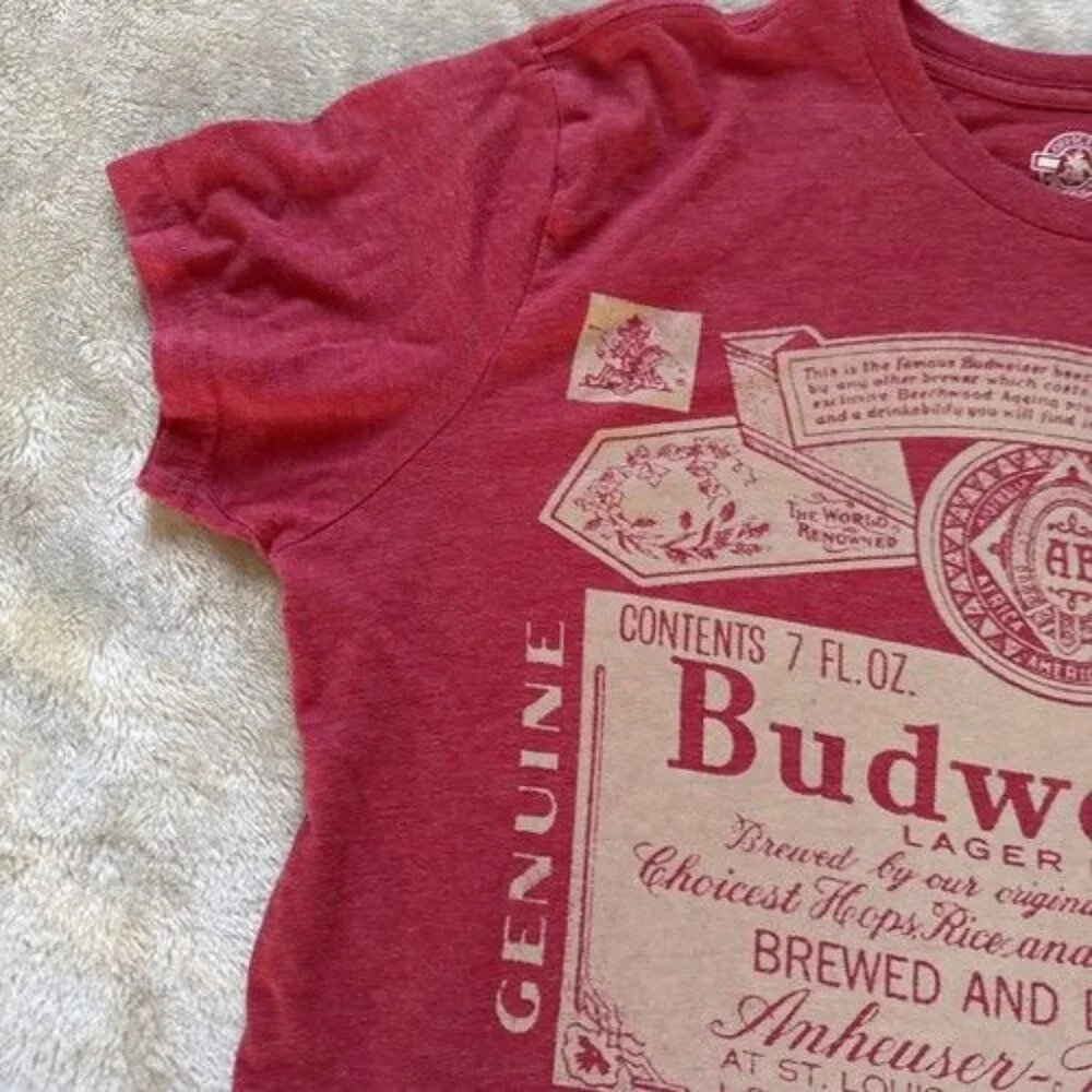 Budweiser King Of Beers Tshirt Men's Large L Lager Short Sleeve Red